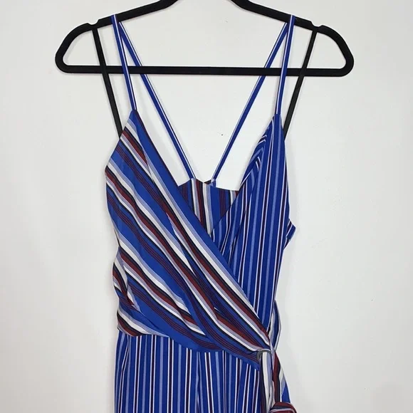 NEW Rag & Bone Felix Striped Blue Silk V Neck Jumpsuit $595 Size 0 - Picture 3 of 13